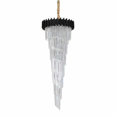 Lampadario in Cristallo CC110/600x1800, 28xE14, Diametro 60cm, Altezza 180cm, Cromo e Argento, Altezza Regolabile, Design Elegante