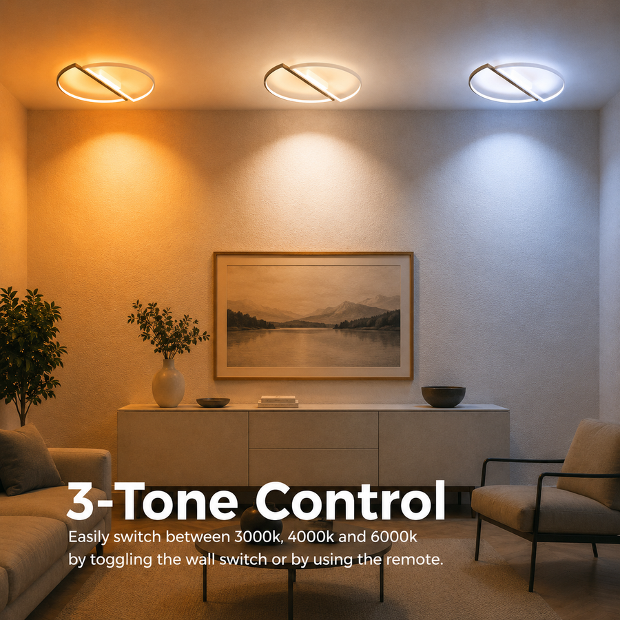 Lampadario LED con telecomando VECTOR ARCUS 52W, 2 Elementi, Luce Fredda/Calda/Neutra, Dimmerabile, Bianco Nero, Metallo