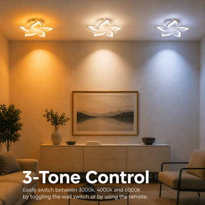 Lampadario LED con telecomando LOTUS 54W, 5 Petali, Luce Fredda/Calda/Neutra, Dimmerabile, Bianco