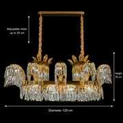 Candelabru Cristal PALACE Grande, 12 brate, 20xG9, 120cm, Auriu Lucios, Inaltime Reglabila, Metal si Cristal Candelabre Cristal Default Title Alessandro Design