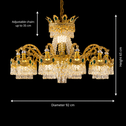 Candelabru Cristal 16xE14, D92cm, Auriu Lucios, Inaltime Reglabila, Metal si Cristal Candelabre Cristal Default Title Alessandro Design