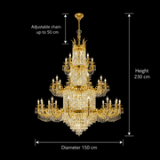 Candelabru Cristal , 54xE14, Diametru 150cm, Inaltime 230cm, Auriu Lucios, Inaltime Reglabila, Design Elegant Candelabre Cristal Default Title Alessandro Design