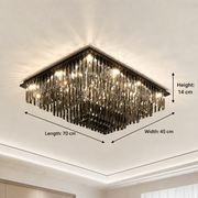 Lampadario di cristallo, Brady, 14xE14, rettangolare, Lampadari di cristallo grigio Titolo predefinito Alessandro Design