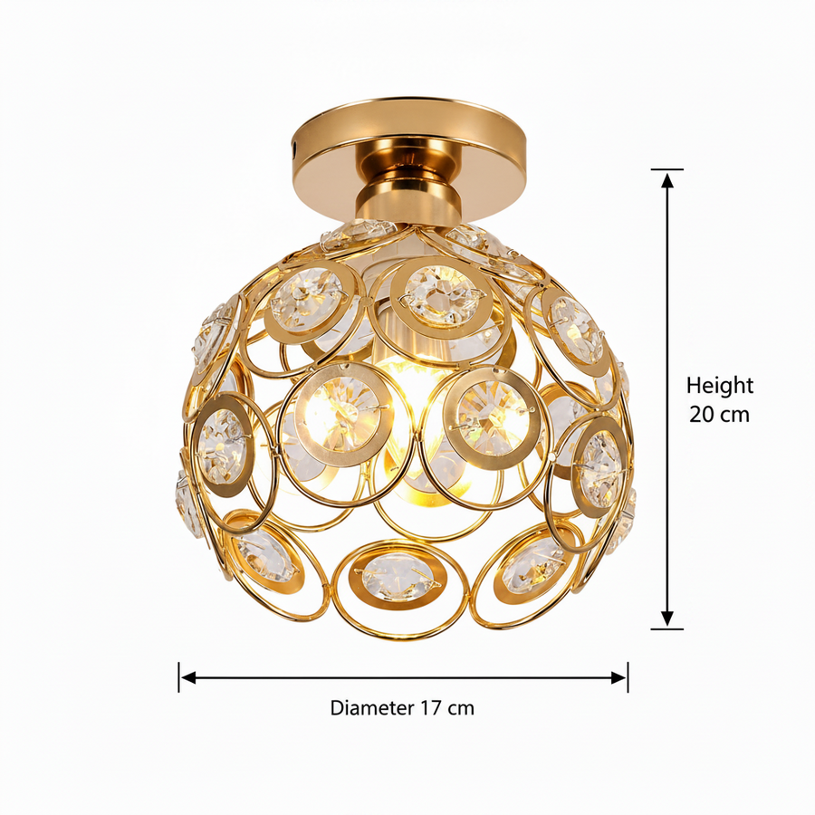Lampadario Vera, 1xE27, D18H15cm, Oro, Metallo e Cristallo Lampadari Classici Titolo predefinito Alessandro Design