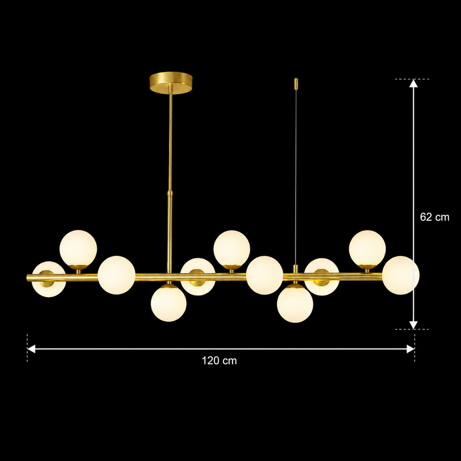 Lampadario moderno a lampadina LOFT Pavilion, 11x G9, Oro, Metallo, Altezza regolabile