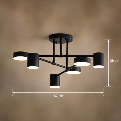 Lampadario LED GALIOS 26W, 6 Elementi, Luce Fredda/Calda/Neutra, Nero