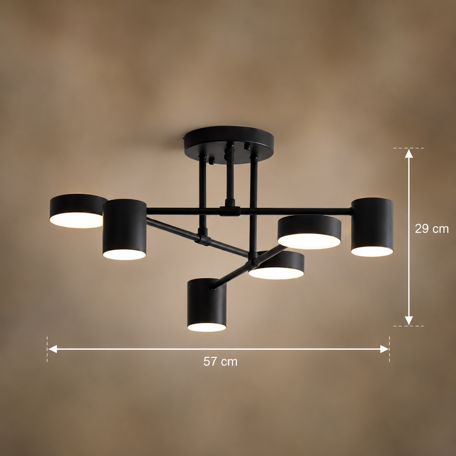 Lampadario LED GALIOS 26W, 6 Elementi, Luce Fredda/Calda/Neutra, Nero