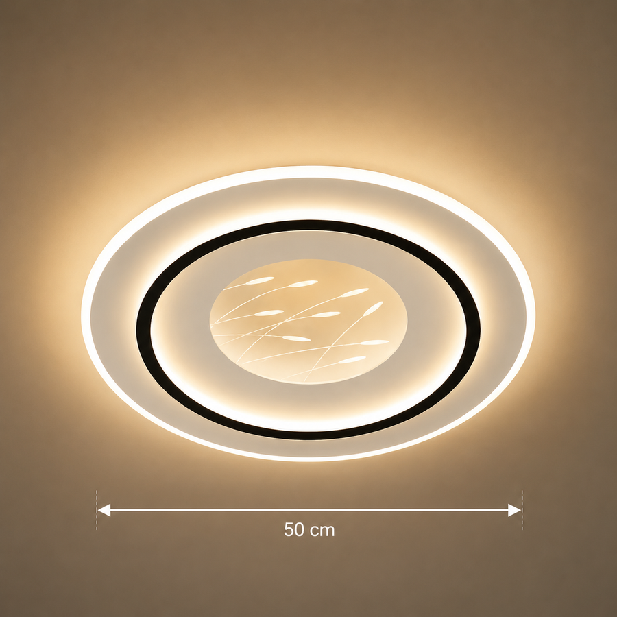 Lampadario LED con telecomando LINEA 125W, Rotondo, Luce Fredda/Calda/Neutra, Dimmerabile, Nero
