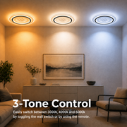 Lampadario LED con telecomando LINEA 125W, Rotondo, Luce Fredda/Calda/Neutra, Dimmerabile, Nero
