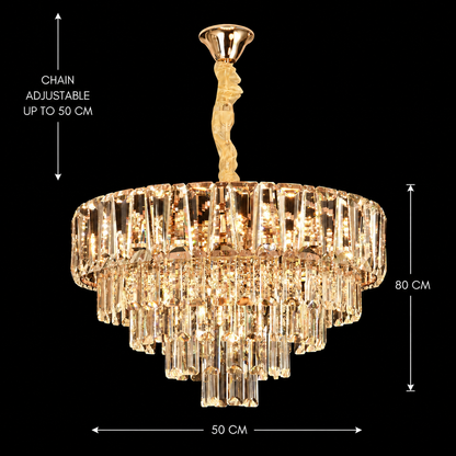Candelabru Cristal VALMONT Eleganza 8xE14, D50 cm, Auriu, Inaltime Reglabila, Metal si Cristal Candelabre Cristal Default Title Alessandro Design