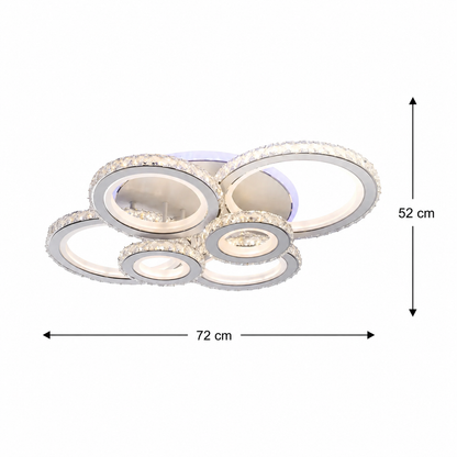 Lampadario LED con telecomando e cristallo NOVA ROTONDA RGB 145W, 6 Cerchi, Luce Fredda/Calda/Neutra, Dimmerabile, Lampadari LED Cristallo Bianco Titolo predefinito Alessandro Design