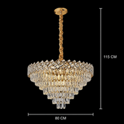 Lampadario Cristallo WINDSOR Supremo 10xE14, Diametro 80cm, Oro Lucido, Altezza Regolabile