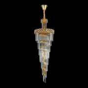 Candelabru Cristal WINDSOR Altiora, Diametru 60cm, Inaltime 180cm, 26xE14, Auriu Lucios, Inaltime Reglabila, Design Elegant