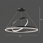 Lampadario LED a Sospensione PAGANO 47W, 3000K, 2 Cerchi, Nero, Altezza Regolabile