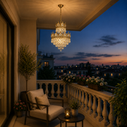 Lampadario in Cristallo REGALITE Petito, 3XE14, Diametro 25 cm, Oro Lucido, Altezza Regolabile