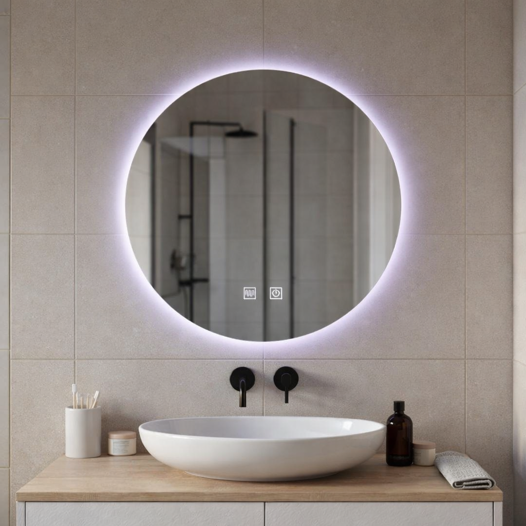 Specchio rotondo a LED, 70 cm, Isolda, Touch, Sistema Demister Specchi Korman E Titolo predefinito Alessandro Design