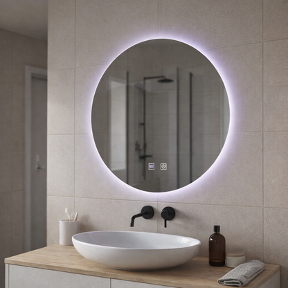 Specchio rotondo a LED, 70 cm, Isolda, Touch, Sistema Demister Specchi Korman E Titolo predefinito Alessandro Design