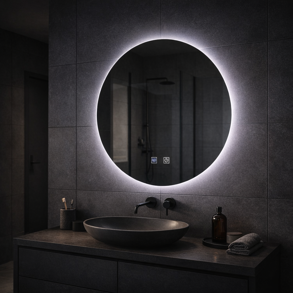Specchio rotondo a LED, 70 cm, Isolda, Touch, Sistema Demister Specchi Korman E Titolo predefinito Alessandro Design