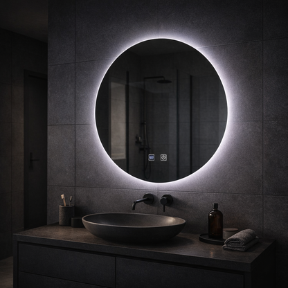 Specchio rotondo a LED, 70 cm, Isolda, Touch, Sistema Demister Specchi Korman E Titolo predefinito Alessandro Design