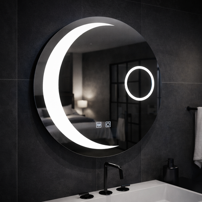Specchio rotondo a LED, 70 cm, Orbis Touch, Sistema Demister, Dimmerabile