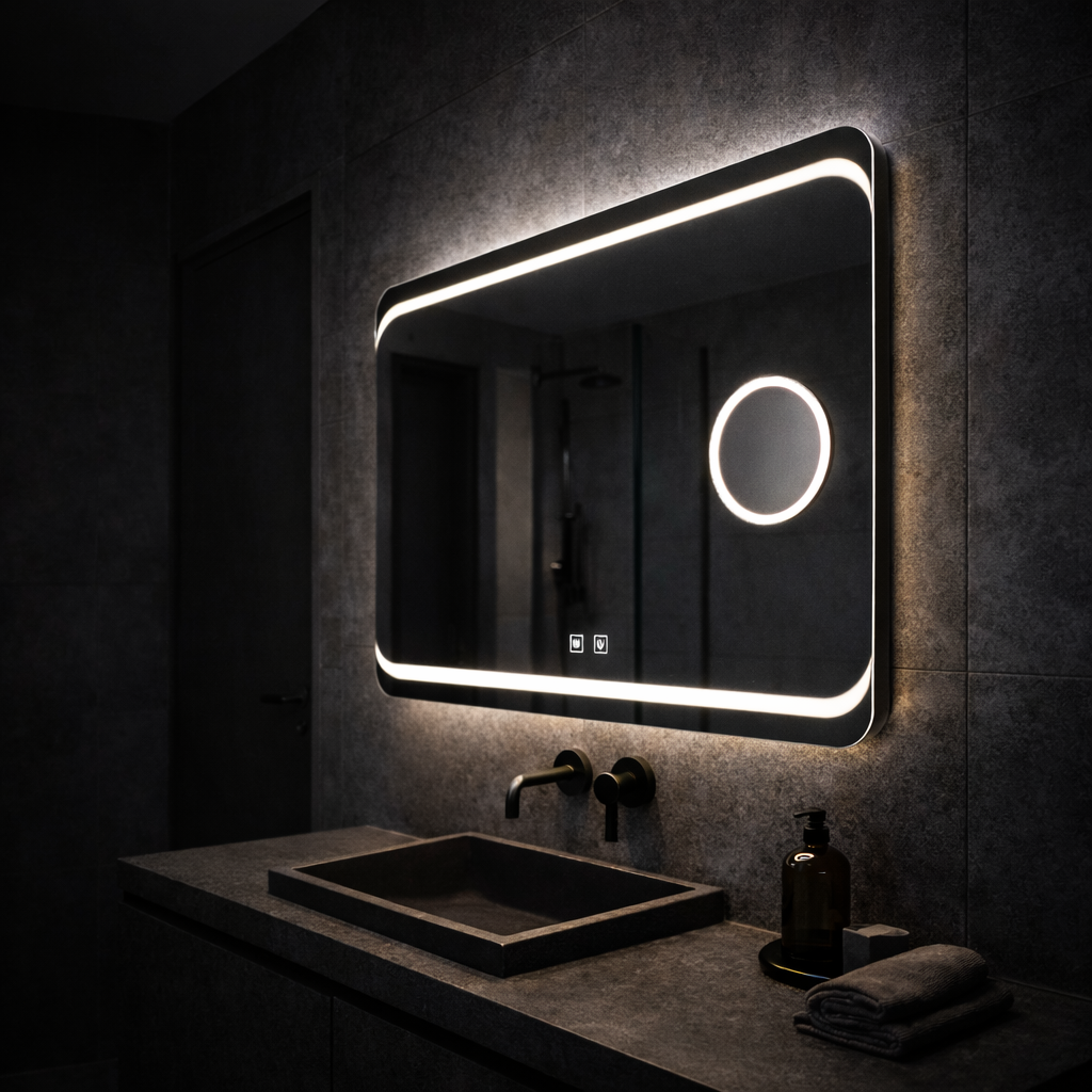 Specchio LED rettangolare, 80x60cm, Stella Touch, Sistema Disappannante Specchi Korman E Titolo predefinito Alessandro Design