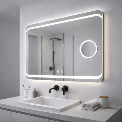 Specchio LED rettangolare, 80x60cm, Stella Touch, Sistema Disappannante Specchi Korman E Titolo predefinito Alessandro Design