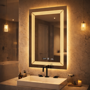 Specchio rettangolare a LED, 60x80 cm, sensore Venezia Marcello MotionGlow, sistema antiappannante, orologio e termometro, dimmerabile, luce calda neutra fredda 3000K/4000K/6000K Marcello Specchi Titolo predefinito Alessandro Design
