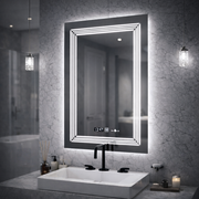 Specchio rettangolare a LED, 60x80 cm, sensore Venezia Marcello MotionGlow, sistema antiappannante, orologio e termometro, dimmerabile, luce calda neutra fredda 3000K/4000K/6000K Marcello Specchi Titolo predefinito Alessandro Design