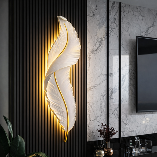 Lampada da parete a LED, piuma decorativa 85CM 31W Luce fredda/calda/neutra Lampade da parete per interni in oro bianco Titolo predefinito Alessandro Design