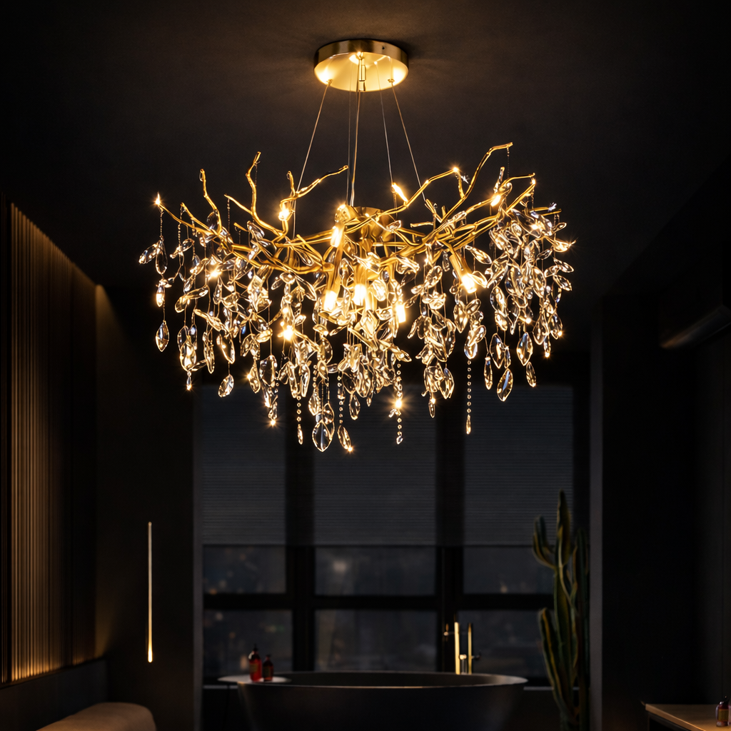 Lampadario in cristallo WALTZ Rhapsody, 6x G9, oro, 45 cm, altezza regolabile, metallo e cristallo Lampadari in cristallo Titolo predefinito Alessandro Design