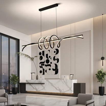 Lampadario LED a Sospensione con telecomando RIBBON 64W, Lineare, Luce Fredda/Calda/Neutra, Dimmerabile, Nero, Lampadari LED con Telecomando Titolo predefinito Alessandro Design