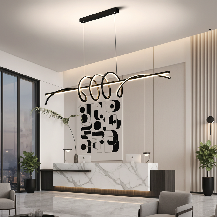 Lampadario LED a Sospensione con telecomando RIBBON 64W, Lineare, Luce Fredda/Calda/Neutra, Dimmerabile, Nero, Lampadari LED con Telecomando Titolo predefinito Alessandro Design