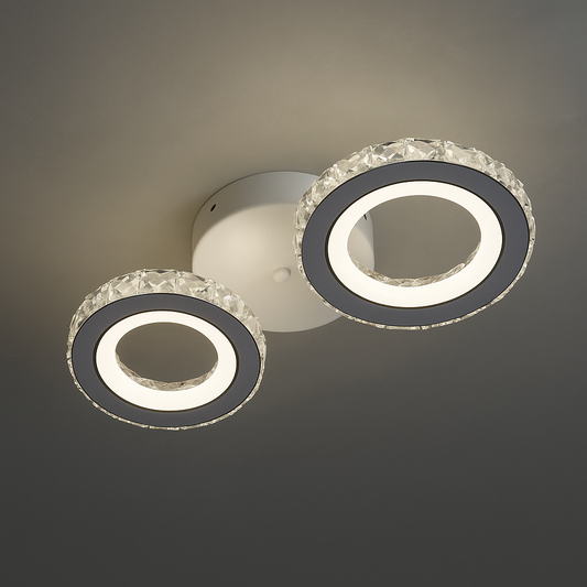 Lustra LED cu telecomanda si cristal NOVA ROTONDA 34W, 2 Cercuri, lumina Rece/Calda/Neutra, Alb Lustre LED Cristal Default Title Alessandro Design