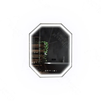 Specchio LED Polygon, 60x80cm, sensore Ralya MotionGlow Marcello, sistema antiappannamento, orologio e termometro, specchi Dimabila Marcello Titolo predefinito Alessandro Design