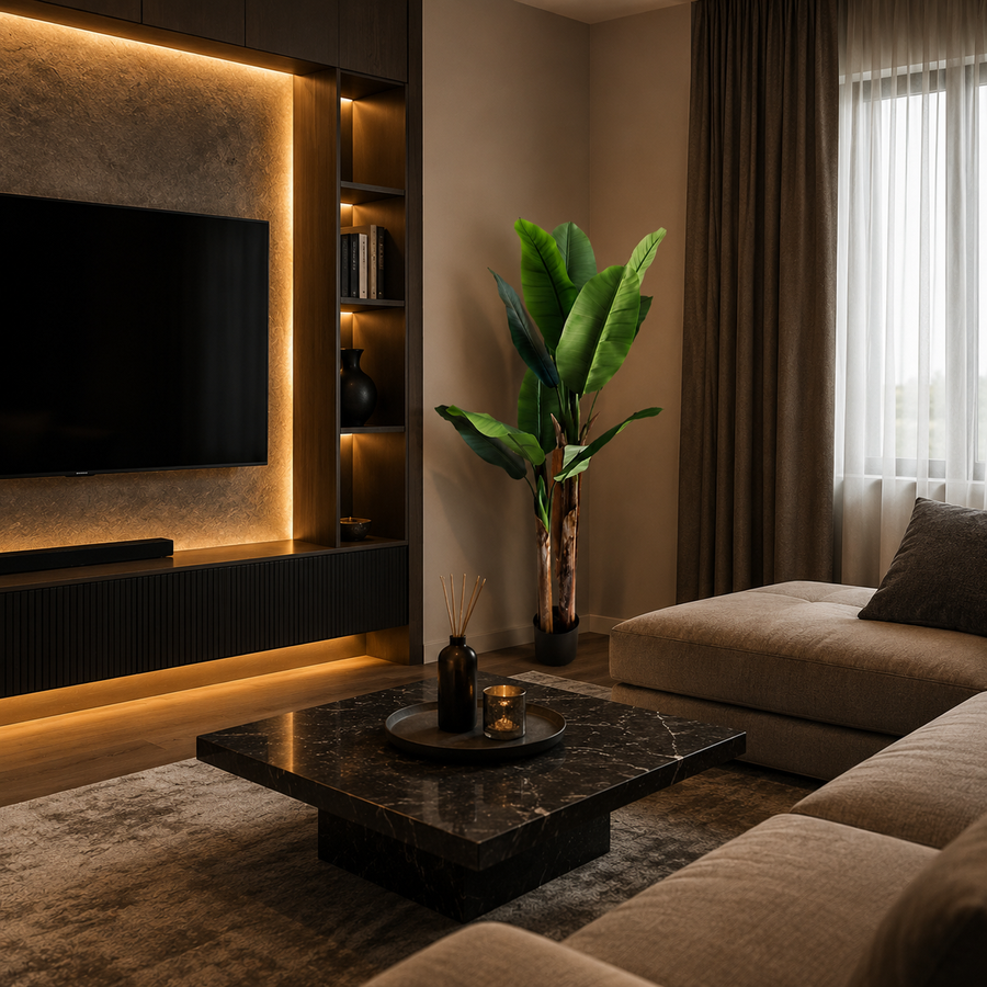 Planta Artificială Copac Tip Bananier, 160 cm, 2 tulpini, 10 frunze, Verde, cu Ghiveci