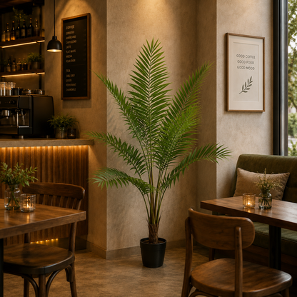 Planta Artificială Copac Tip Palmier Kentia, Cu Frunze Elegante, 180 cm, 10 frunze, Verde, cu Ghiveci