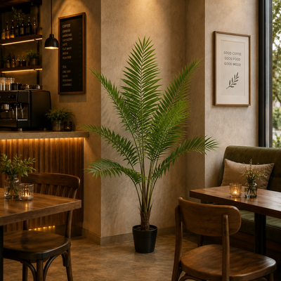 Planta Artificială Copac Tip Palmier Kentia, Cu Frunze Elegante, 180 cm, 10 frunze, Verde, cu Ghiveci
