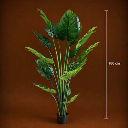 Plantă Artificială Tip Monstera Deliciosa, Cu Frunze Bogate, 180 cm, Verde