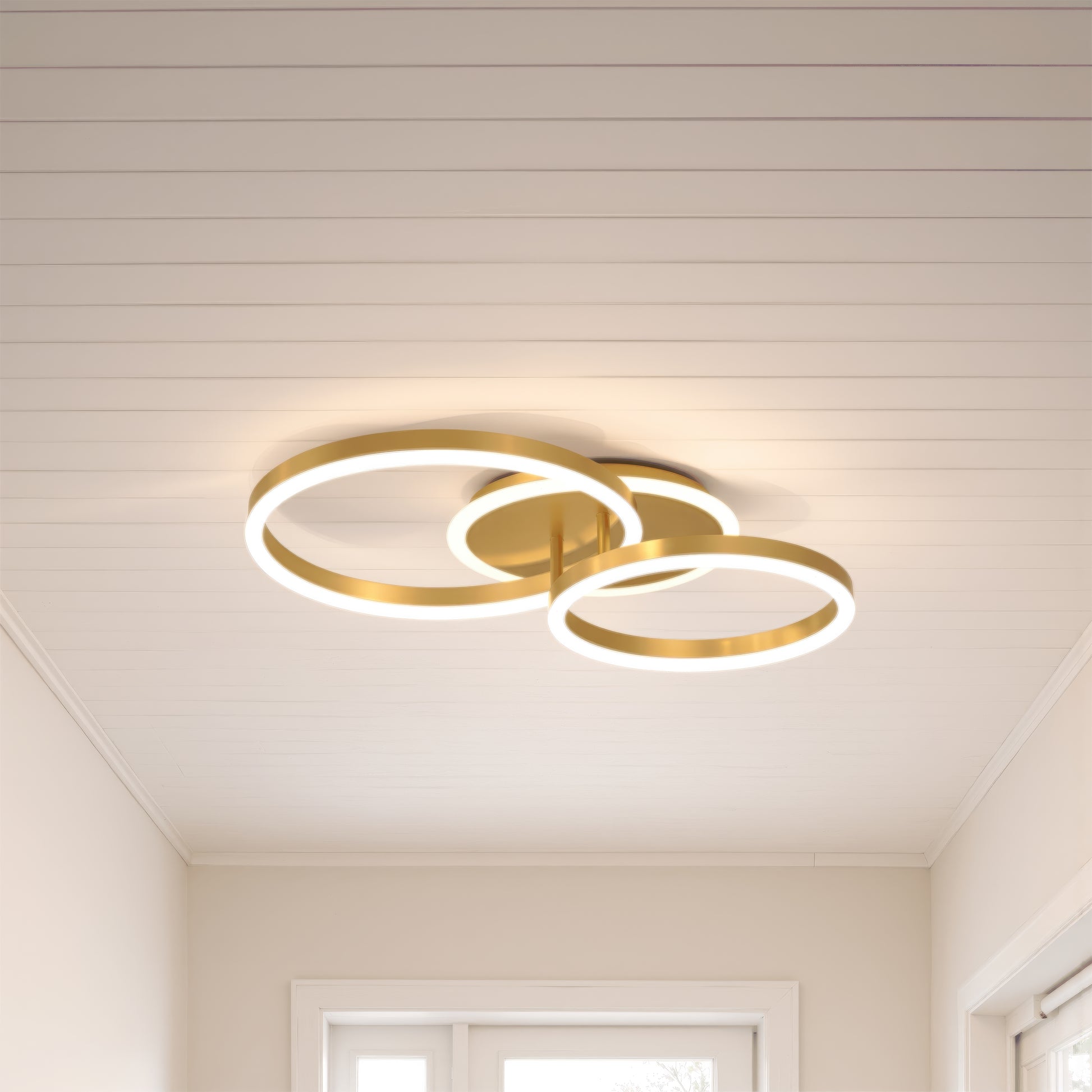 Lampadario LED con Telecomando RINOVA 66W, 2 Cerchi, Luce Fredda/Calda/Neutra, Dimmerabile, Lampadari LED Oro Lucido con Telecomando Titolo predefinito Alessandro Design