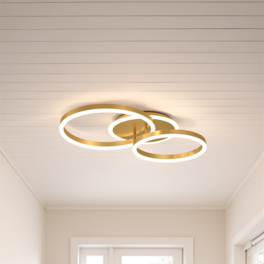 Lampadario LED con Telecomando RINOVA 66W, 2 Cerchi, Luce Fredda/Calda/Neutra, Dimmerabile, Lampadari LED Oro Lucido con Telecomando Titolo predefinito Alessandro Design