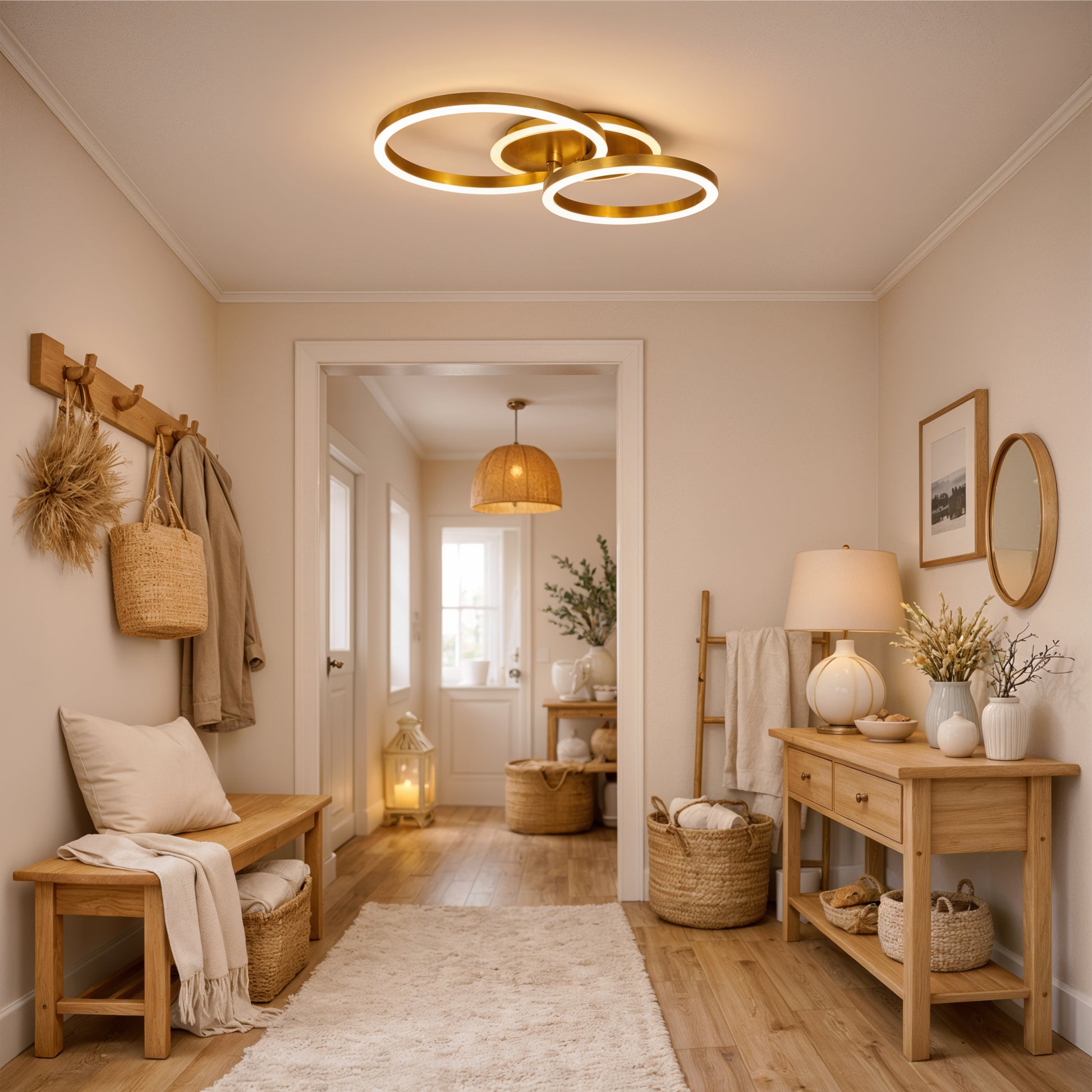 Lampadario LED con Telecomando RINOVA 66W, 2 Cerchi, Luce Fredda/Calda/Neutra, Dimmerabile, Lampadari LED Oro Lucido con Telecomando Titolo predefinito Alessandro Design