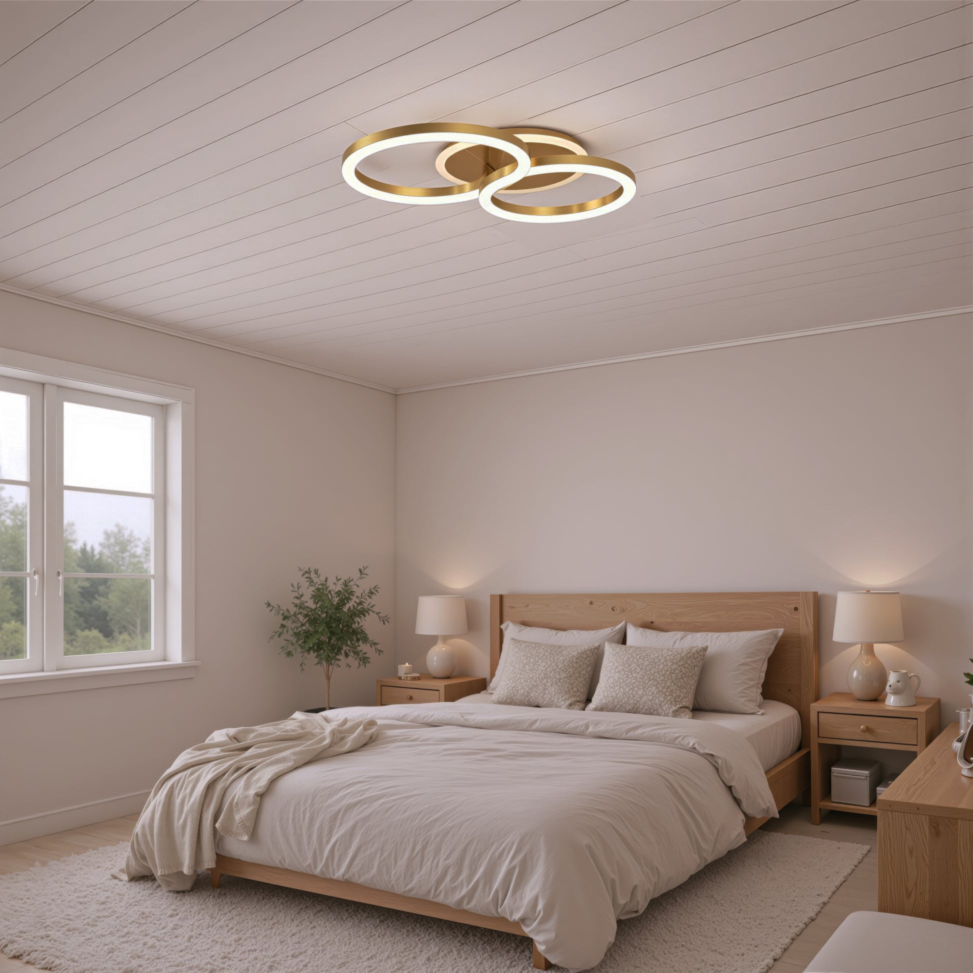 Lampadario LED con Telecomando RINOVA 66W, 2 Cerchi, Luce Fredda/Calda/Neutra, Dimmerabile, Lampadari LED Oro Lucido con Telecomando Titolo predefinito Alessandro Design