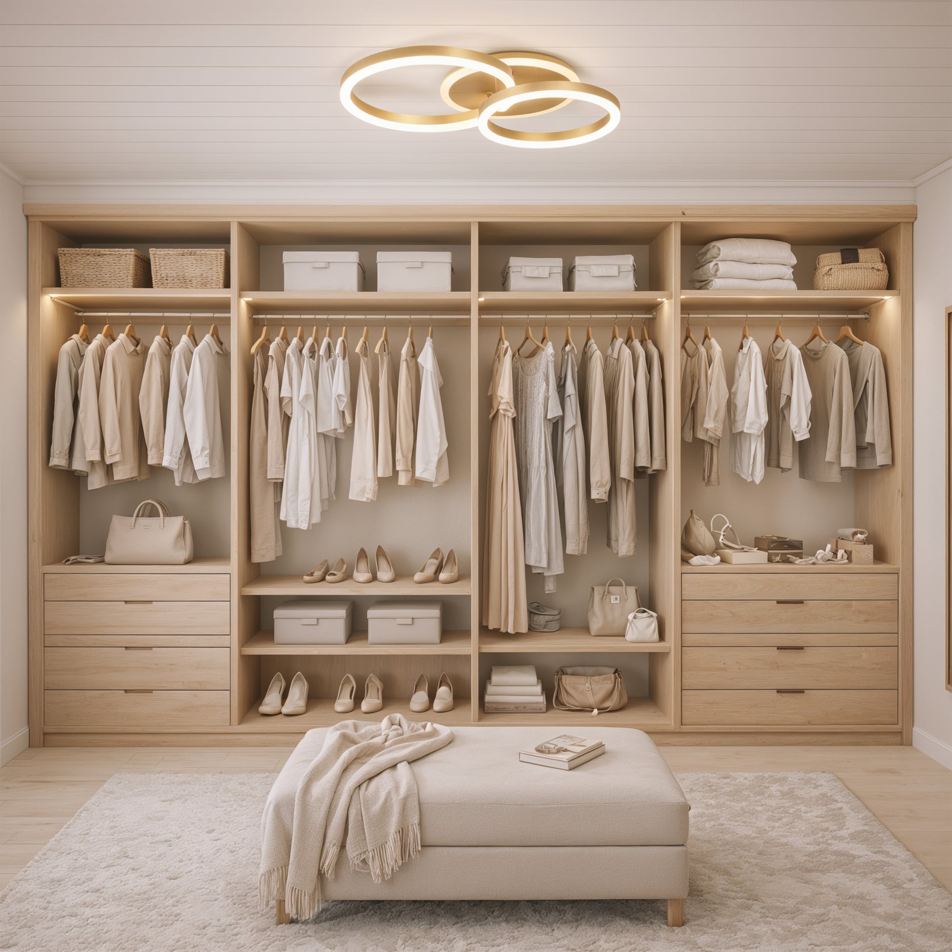 Lampadario LED con Telecomando RINOVA 66W, 2 Cerchi, Luce Fredda/Calda/Neutra, Dimmerabile, Lampadari LED Oro Lucido con Telecomando Titolo predefinito Alessandro Design