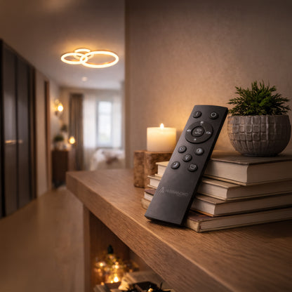 Lampadario LED con Telecomando RINOVA 66W, 2 Cerchi, Luce Fredda/Calda/Neutra, Dimmerabile, Lampadari LED Oro Lucido con Telecomando Titolo predefinito Alessandro Design