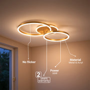 Lampadario LED con Telecomando RINOVA 66W, 2 Cerchi, Luce Fredda/Calda/Neutra, Dimmerabile, Lampadari LED Oro Lucido con Telecomando Titolo predefinito Alessandro Design