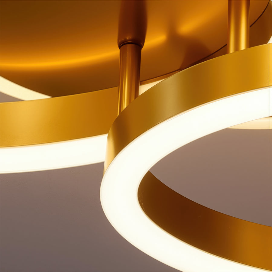 Lampadario LED con Telecomando RINOVA 66W, 2 Cerchi, Luce Fredda/Calda/Neutra, Dimmerabile, Lampadari LED Oro Lucido con Telecomando Titolo predefinito Alessandro Design