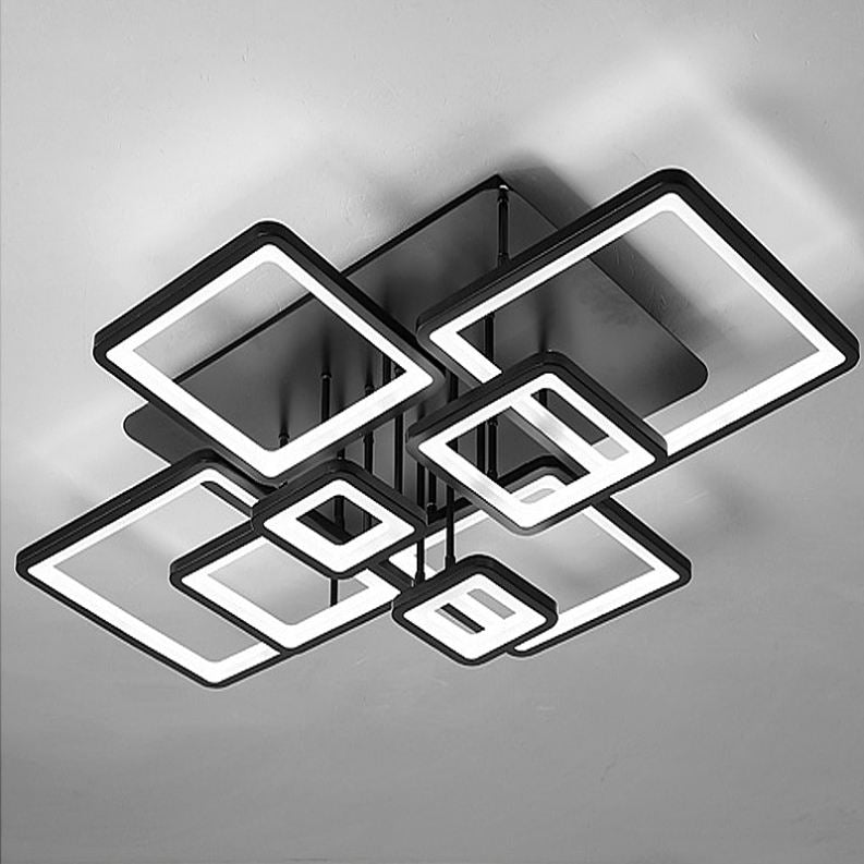 Lampadario LED con telecomando ELLA 186W, 8 Quadrati, Luce Fredda/Calda/Neutra, Dimmerabile, Nero Lampadari LED con Telecomando Titolo predefinito Alessandro Design