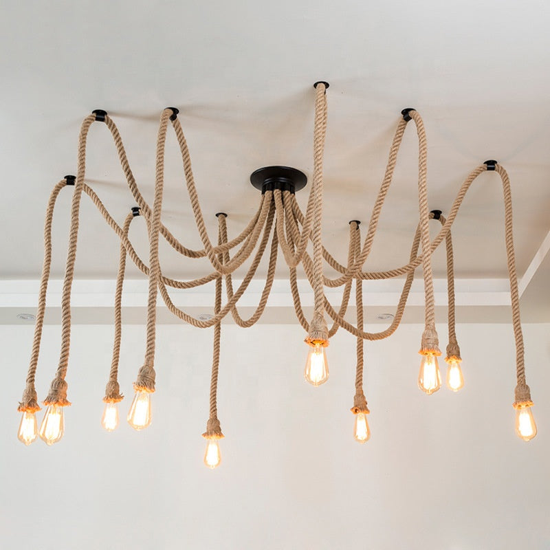 Lustra Vintage LV120/10BK, 10xE27, Rustic, Sfoara si Metal, 2x100cm, Suport Negru Lustre Vintage Default Title Alessandro Design