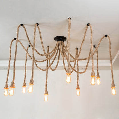 Lustra Vintage LV120/10BK, 10xE27, Rustic, Sfoara si Metal, 2x100cm, Suport Negru Lustre Vintage Default Title Alessandro Design