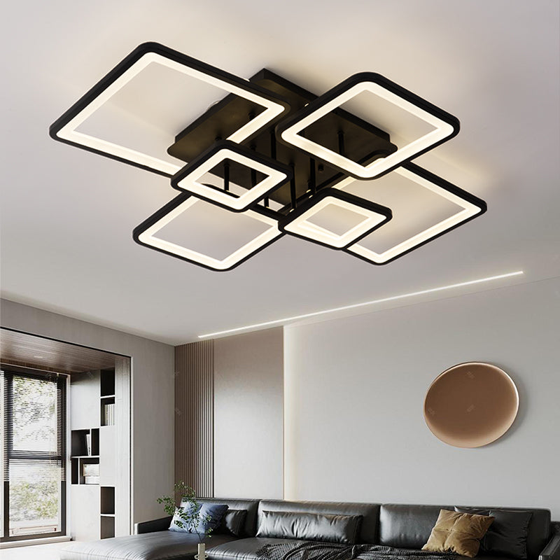 Lampadario LED con telecomando ELLA 120W, 6 Quadrati, Luce Fredda/Calda/Neutra, Dimmerabile, Nero, Metallo e Acrilico Lampadari LED con Telecomando Titolo predefinito Alessandro Design